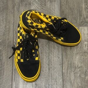 Vans Black and Yellow Checkerboard Low Top Sneakers